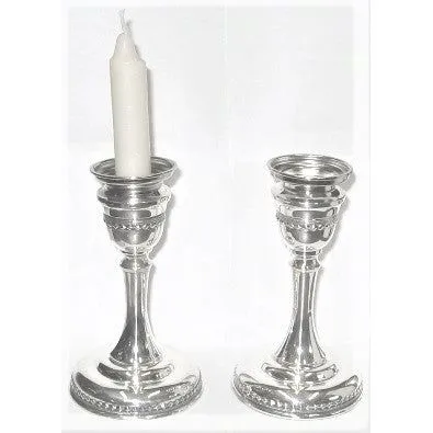 RARE 925 Sterling Silver Solid Shabbat Candlesticks 5" Made in Israel By Shevach Bros.