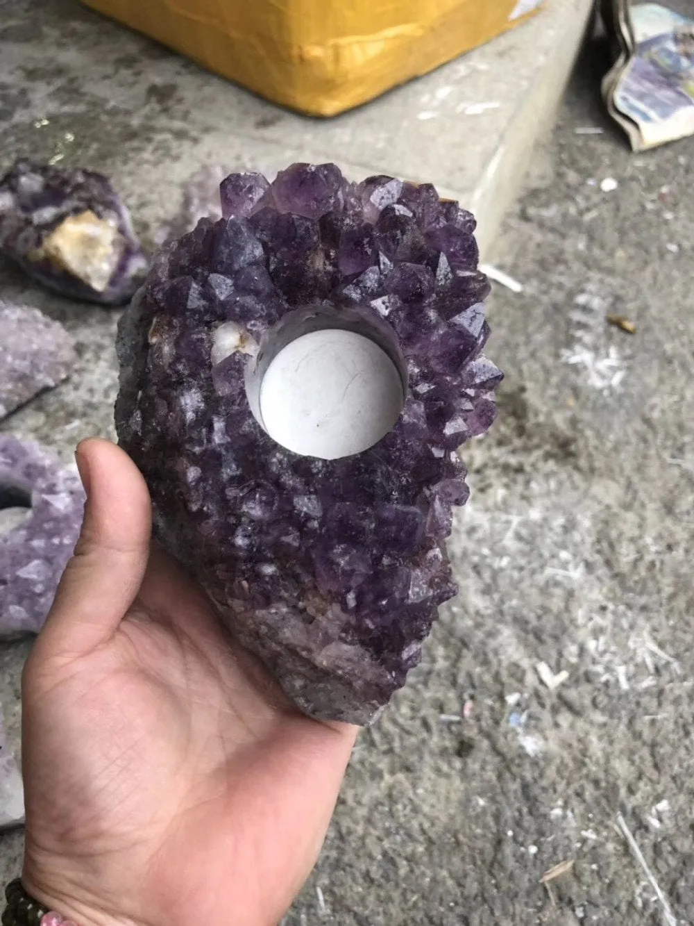 Raw Amethyst Candle Holder, Raw Quartz, Decor, Candle Decor, Amethyst, Healing Crystals, Amethyst Cluster, Crystal, Gift, Candleholder