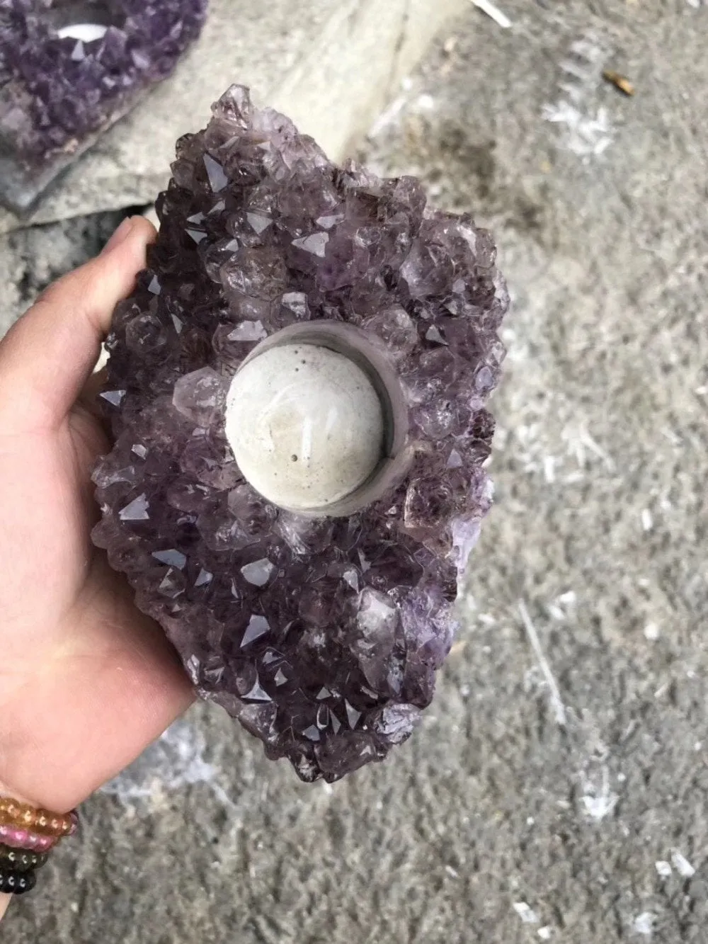 Raw Amethyst Candle Holder, Raw Quartz, Decor, Candle Decor, Amethyst, Healing Crystals, Amethyst Cluster, Crystal, Gift, Candleholder