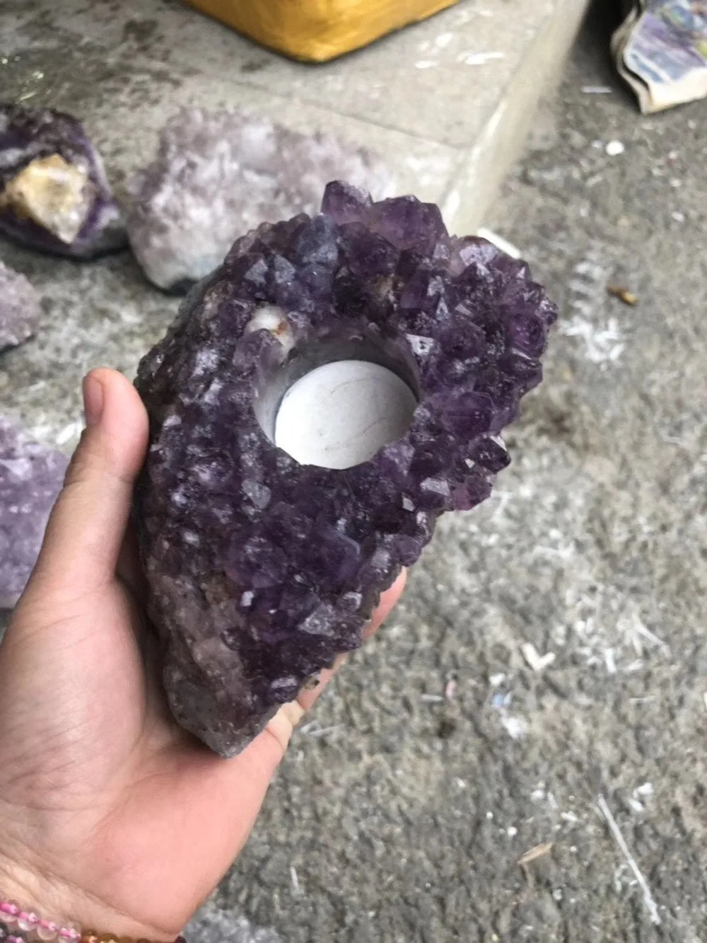 Raw Amethyst Candle Holder, Raw Quartz, Decor, Candle Decor, Amethyst, Healing Crystals, Amethyst Cluster, Crystal, Gift, Candleholder