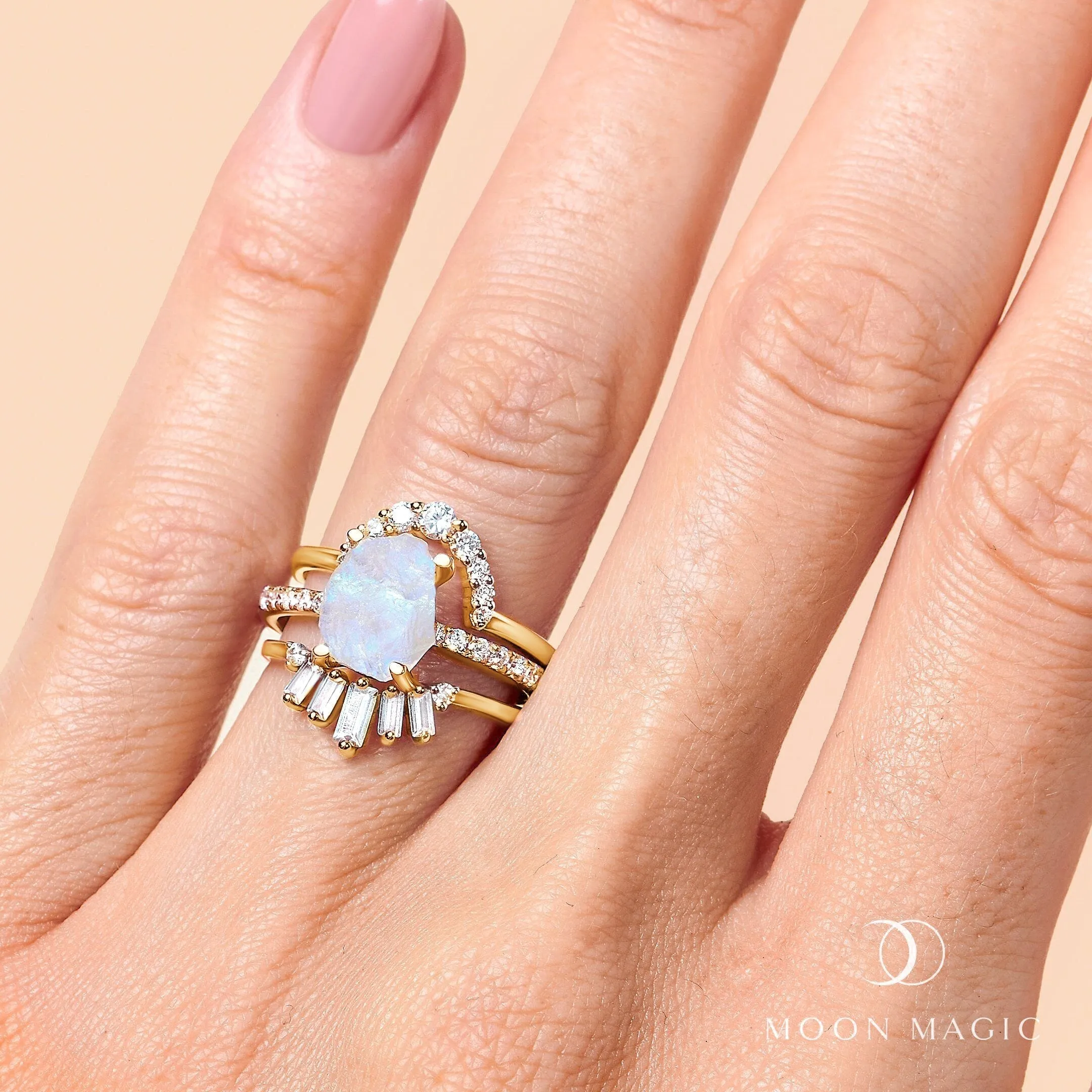 Raw Crystal Ring - Ritzy Moonstone