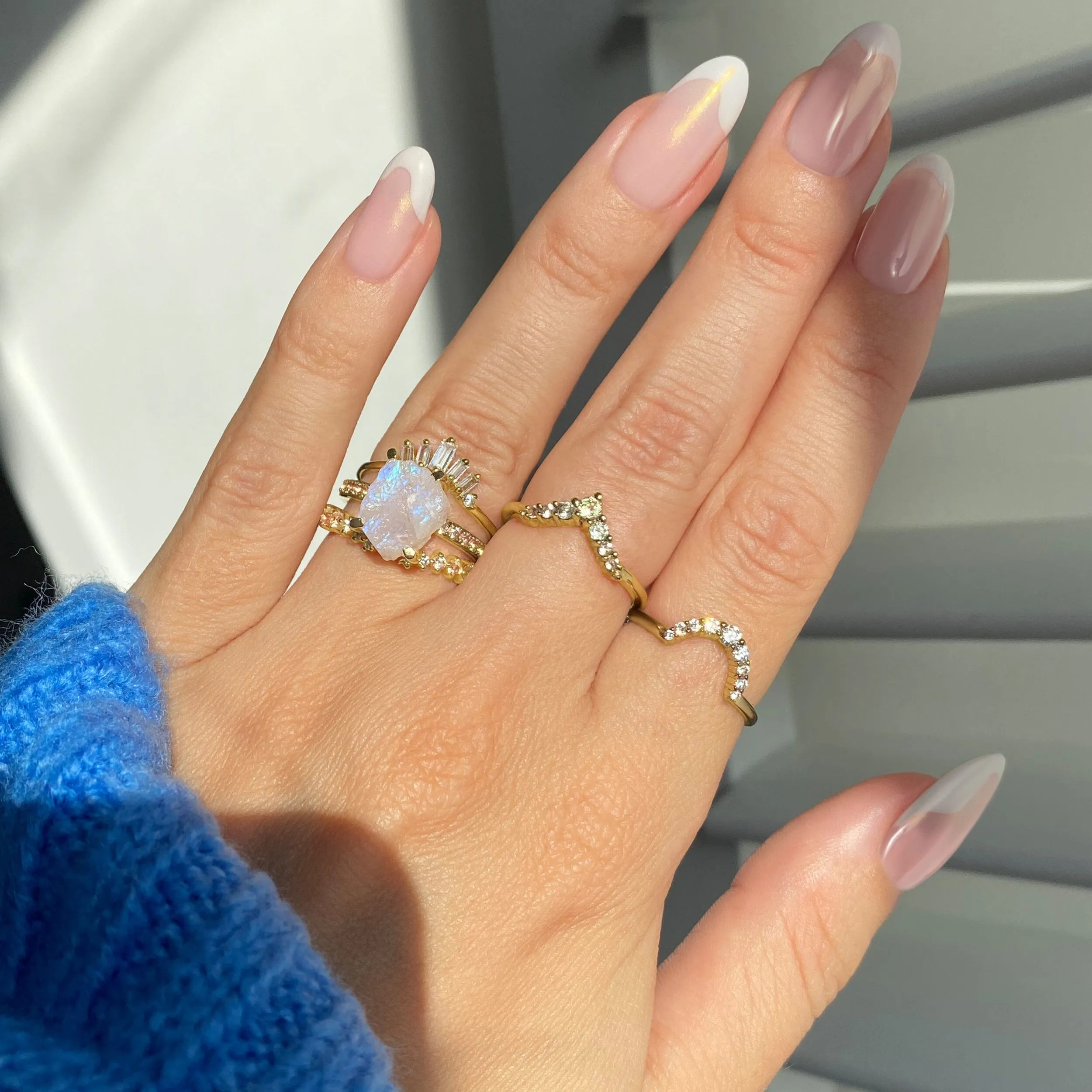 Raw Crystal Ring - Ritzy Moonstone