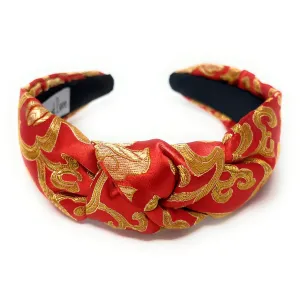 Red Gold Oriental Knot Headband