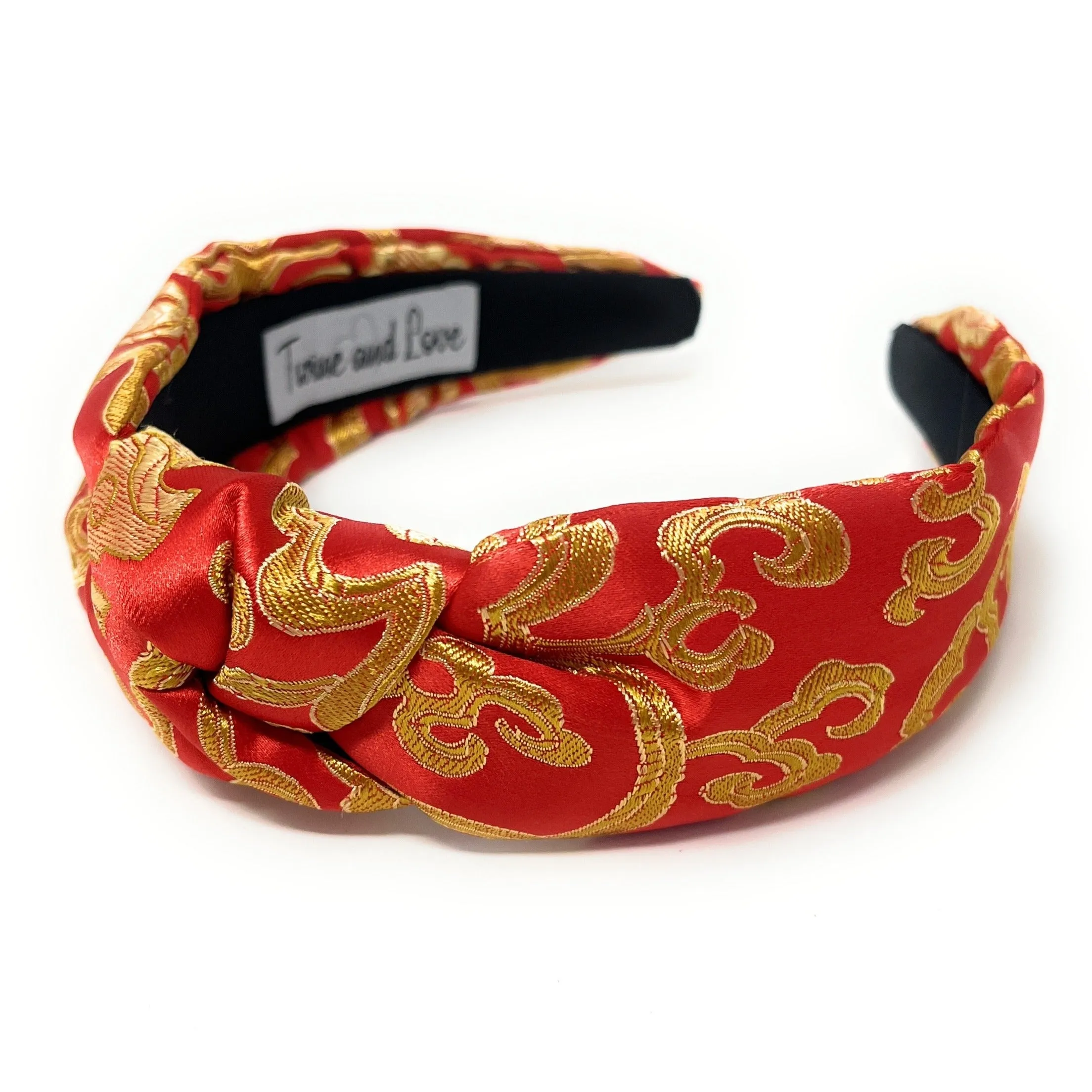 Red Gold Oriental Knot Headband