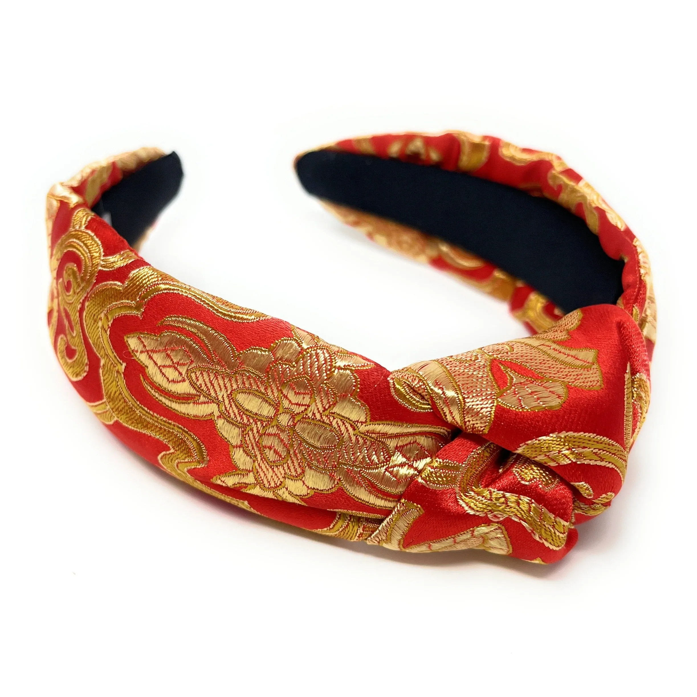 Red Gold Oriental Knot Headband