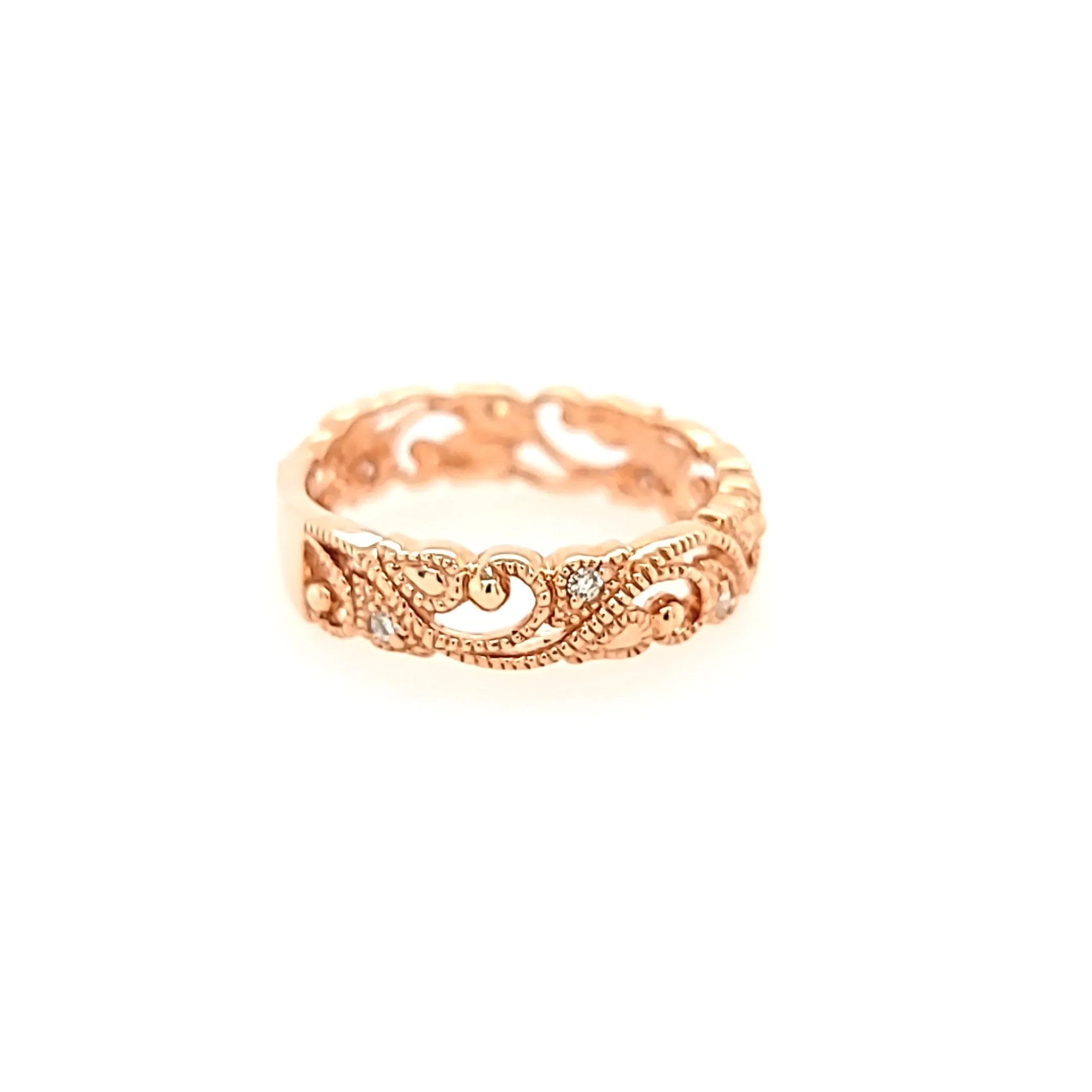 Rose Gold Diamond Filigree Ring (I7006)