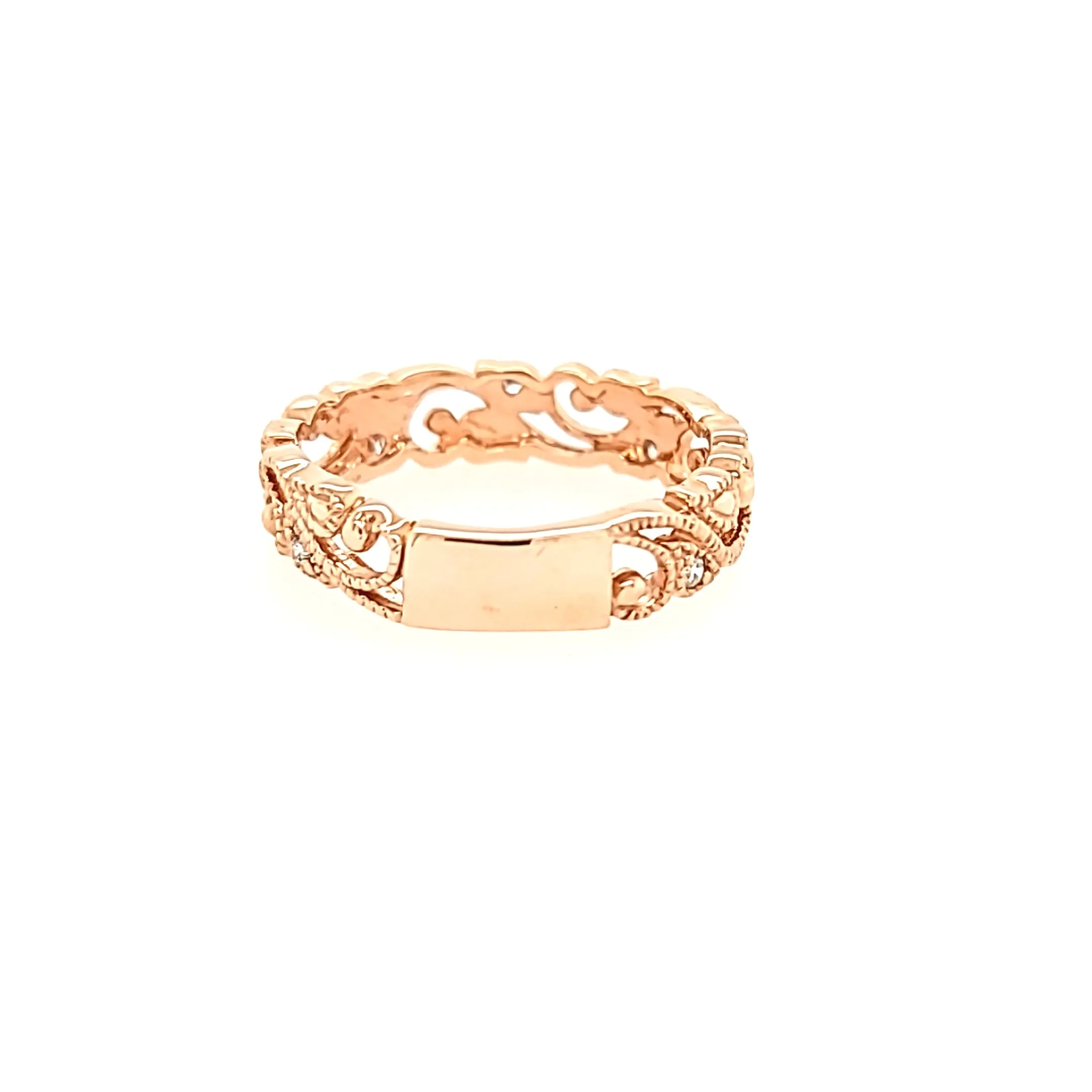 Rose Gold Diamond Filigree Ring (I7006)