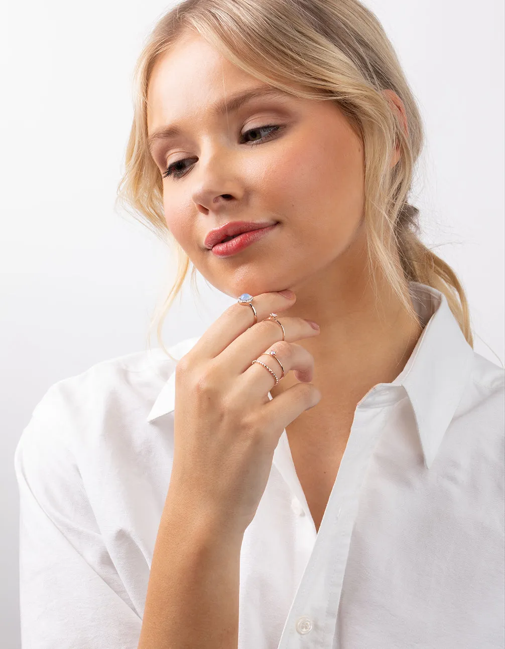 Rose Gold Round Stone Multi Ring