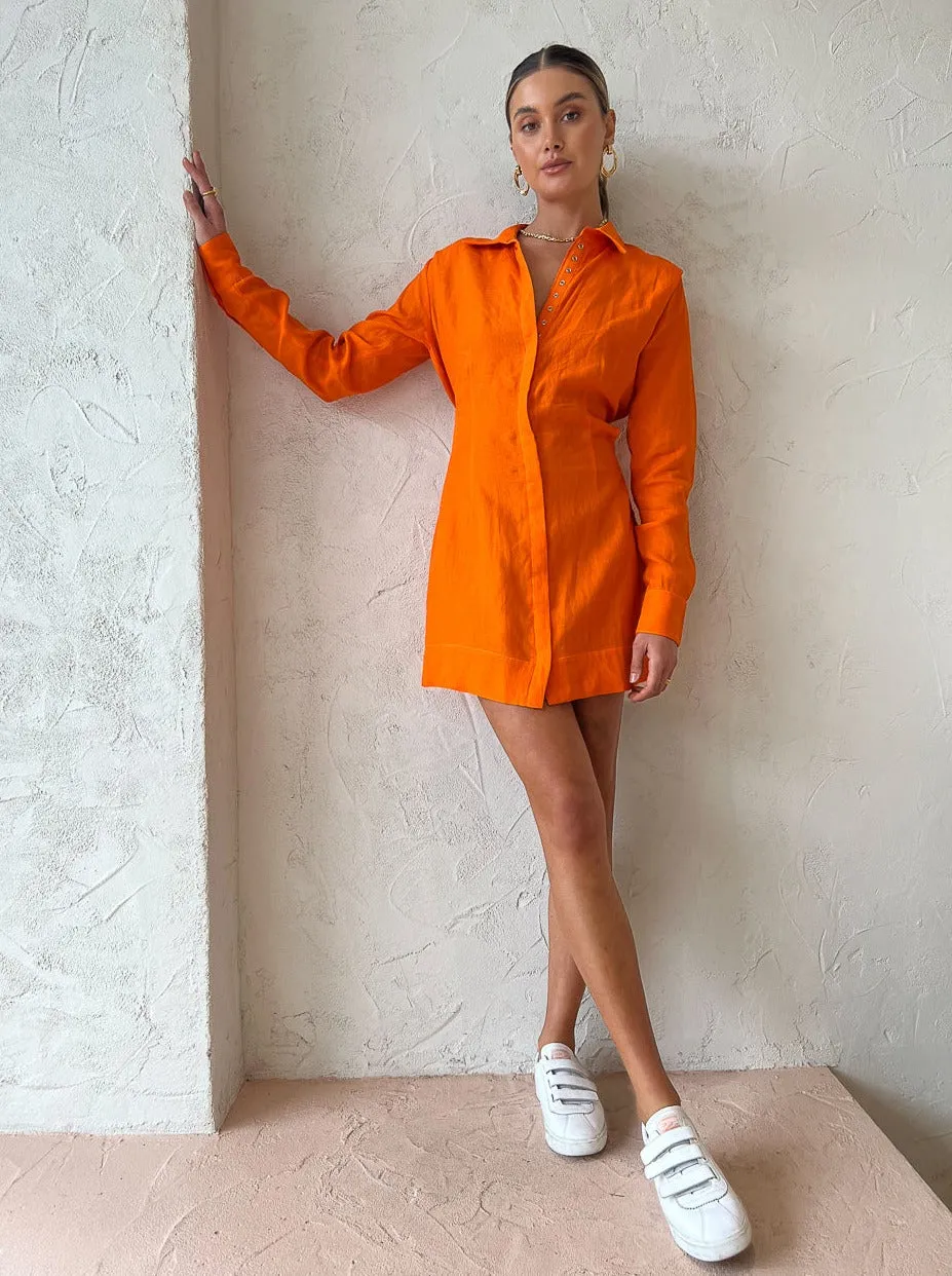 Rumer Enigma Shirt Dress in Orange