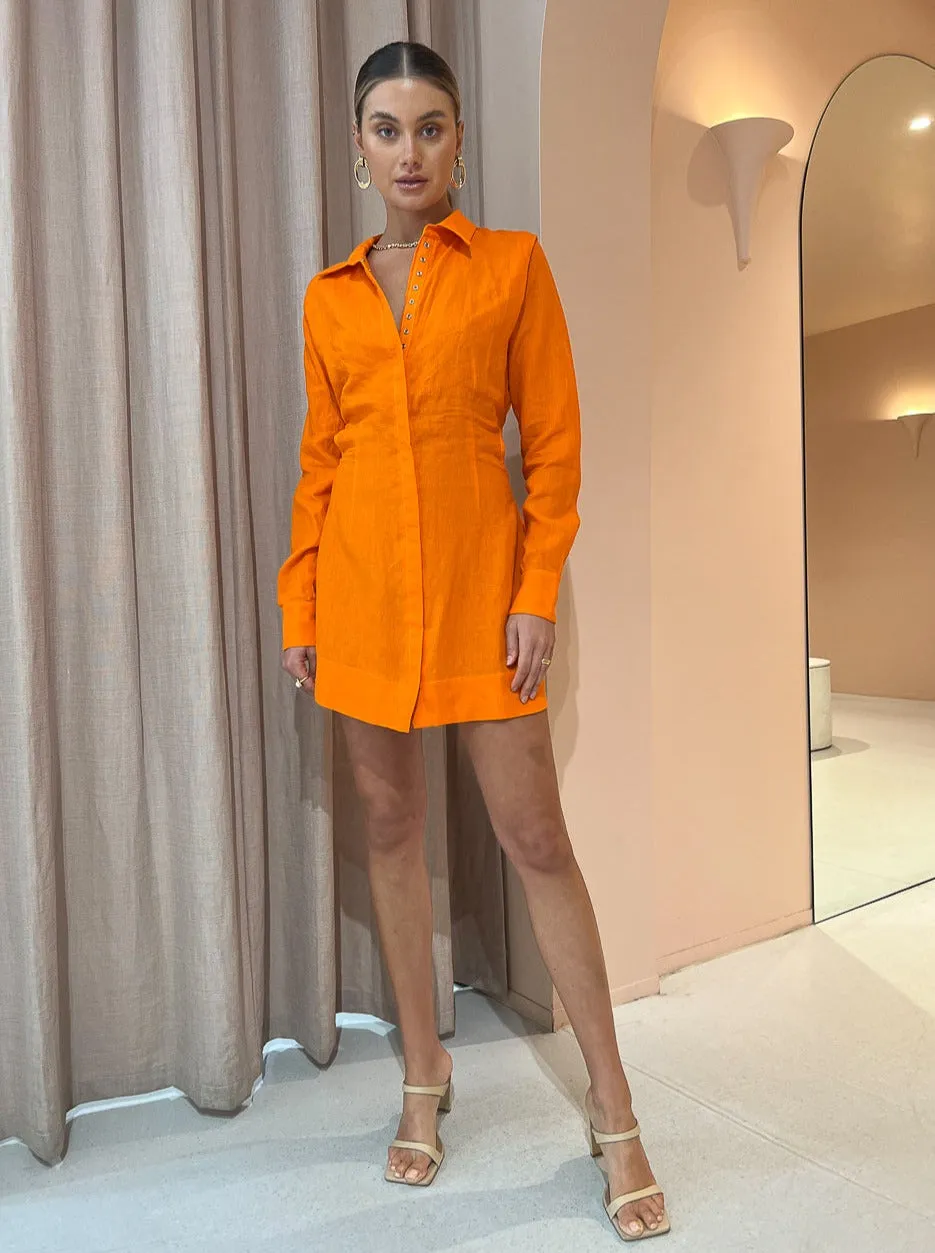 Rumer Enigma Shirt Dress in Orange