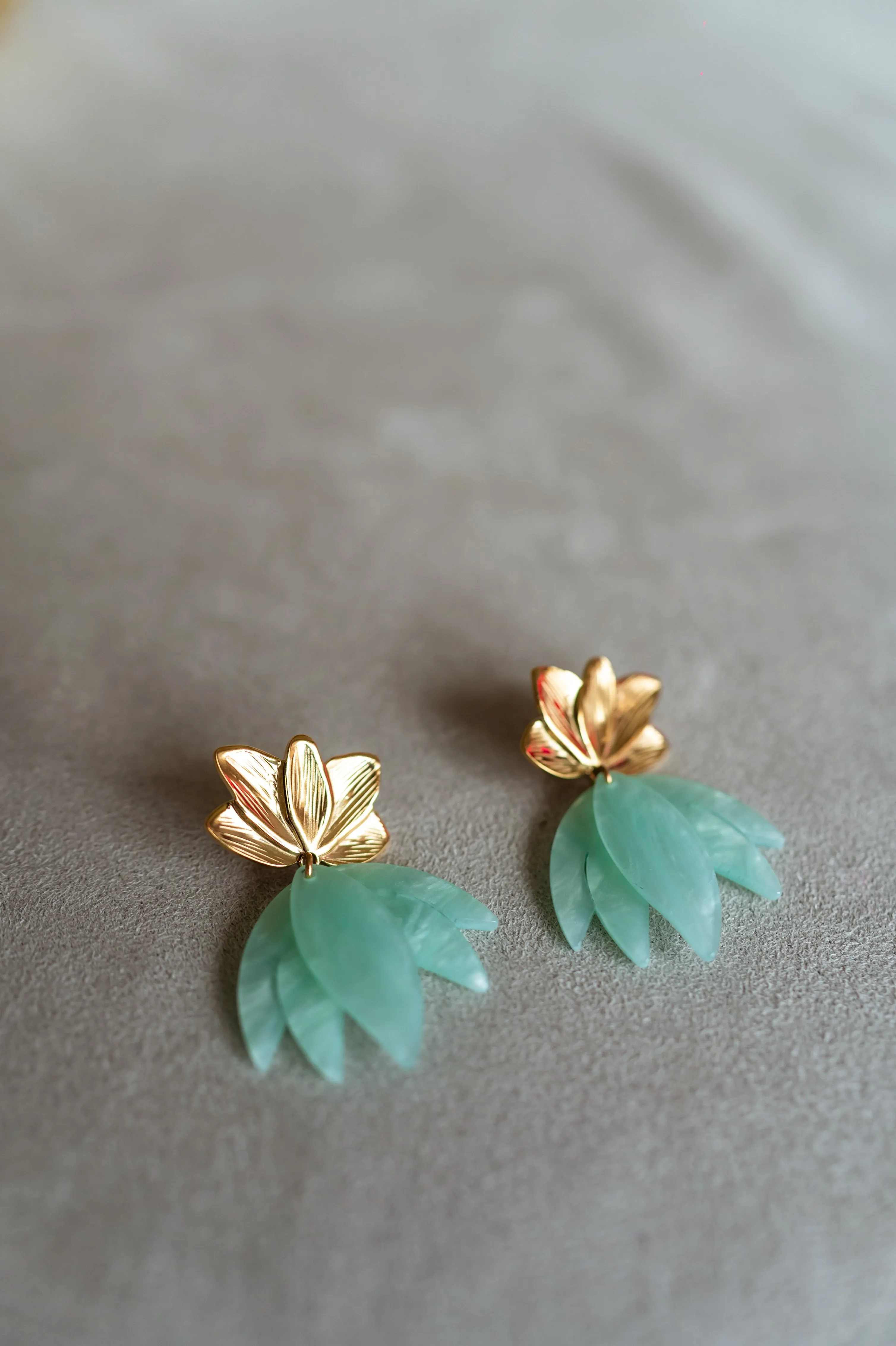 Sea Green and Golden Willy Earrings