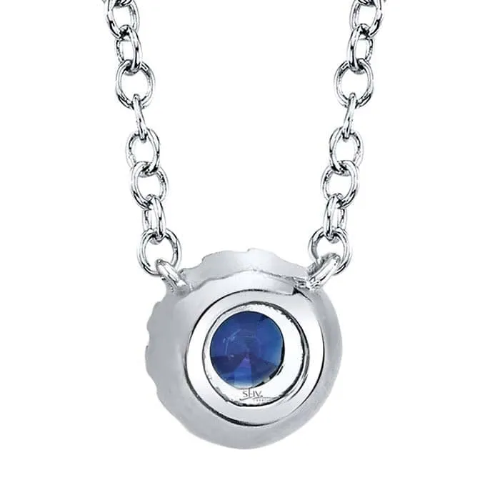 Shy Creation Sapphire and Diamond Pendant Necklace in 14K White Gold