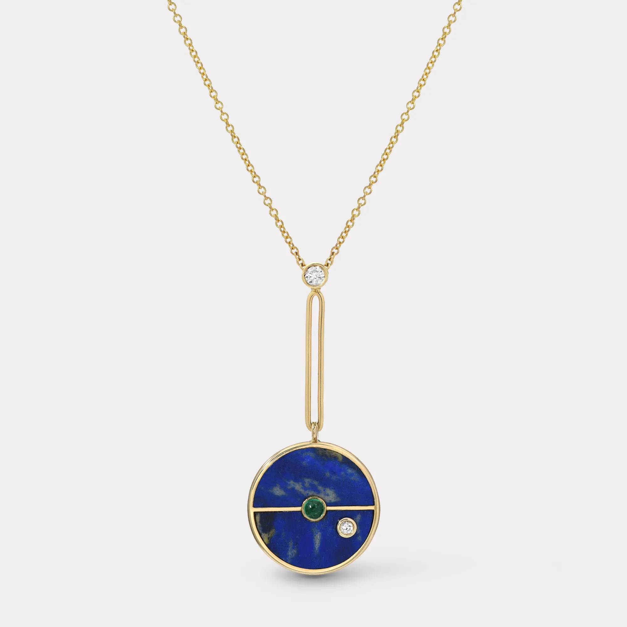 Signature Compass Pendant with Lapis and Emerald