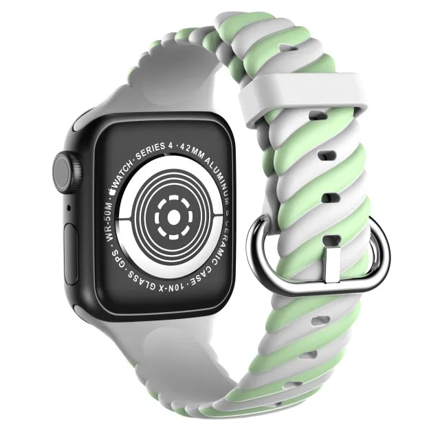 Silicone Strap For Apple Series 7 6 Waterproof Colored Rubber Bracelet