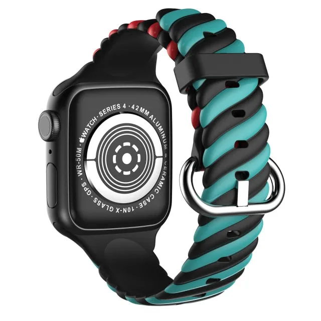 Silicone Strap For Apple Series 7 6 Waterproof Colored Rubber Bracelet