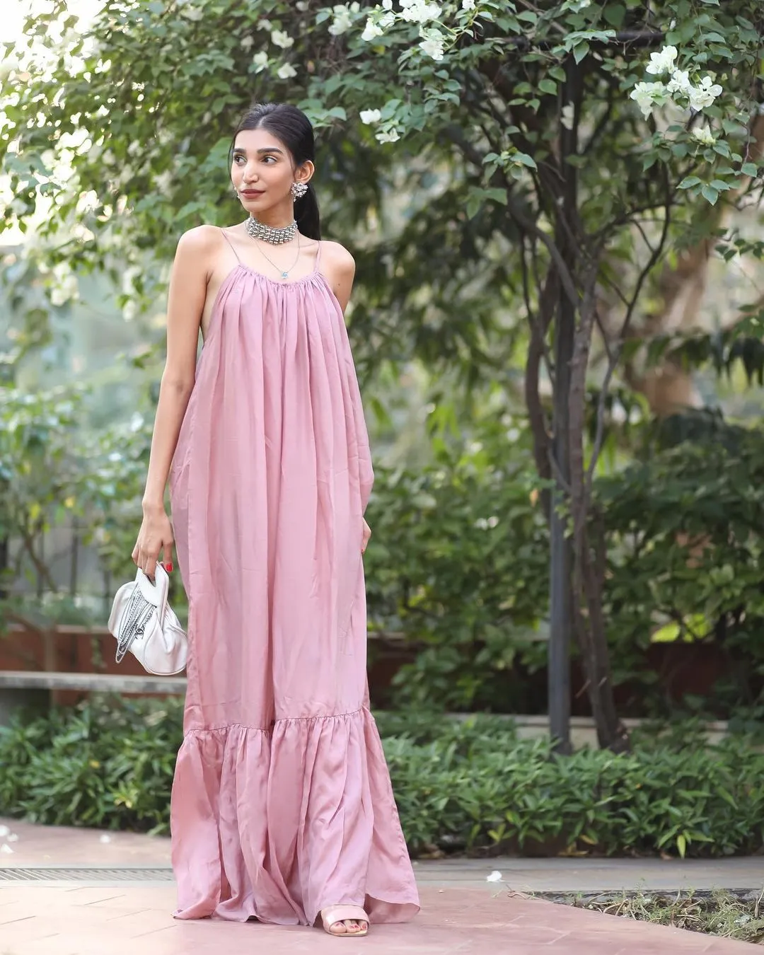 SILK BACK-LESS MAXI DRESS