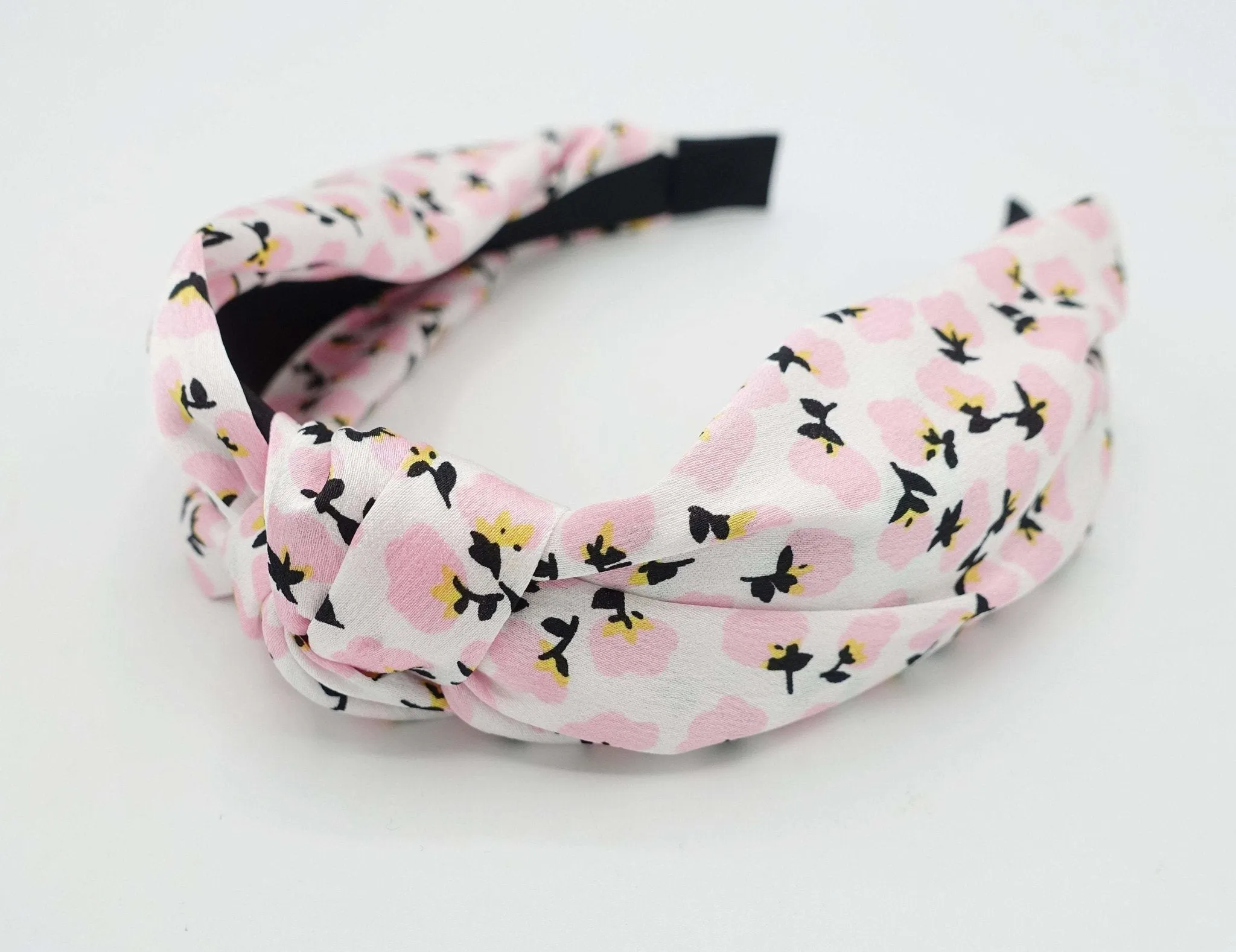 silk satin cotton flower print headband glossy satin hairband women hair accessory