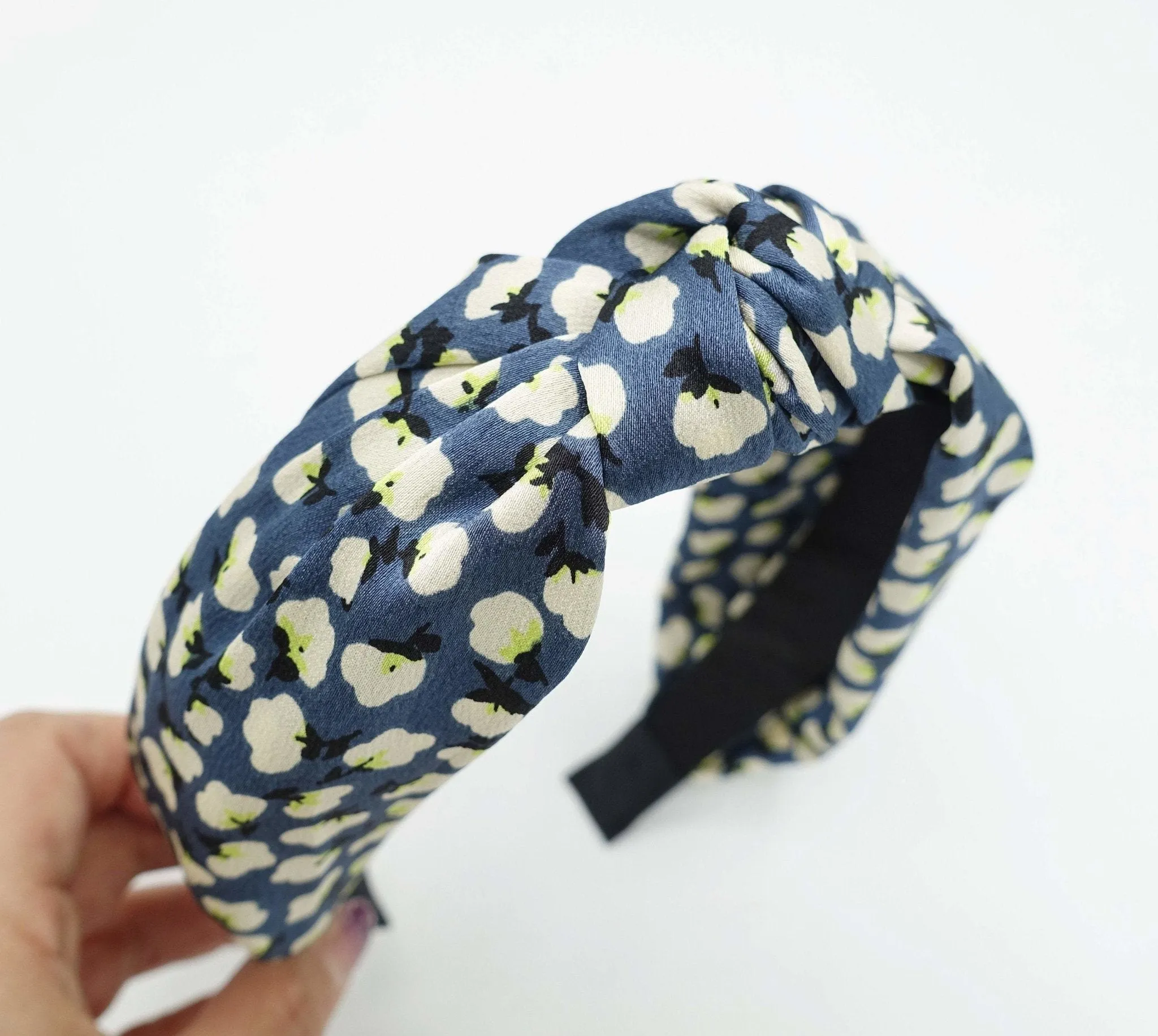 silk satin cotton flower print headband glossy satin hairband women hair accessory