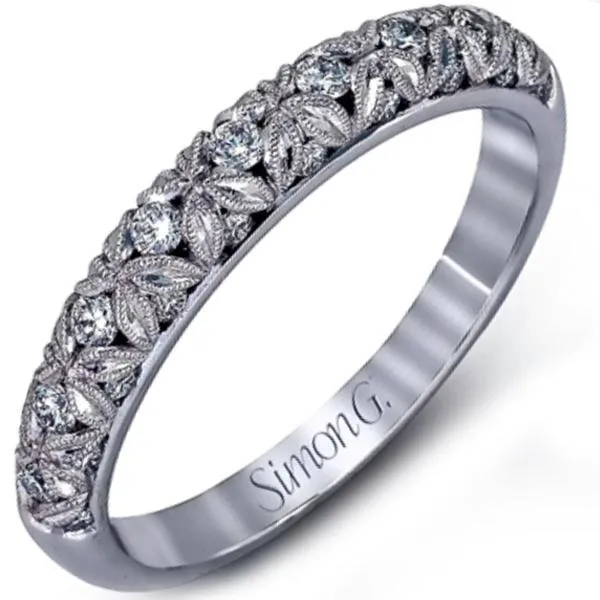 Simon G. Intricate Filigree Flower Diamond Wedding Band