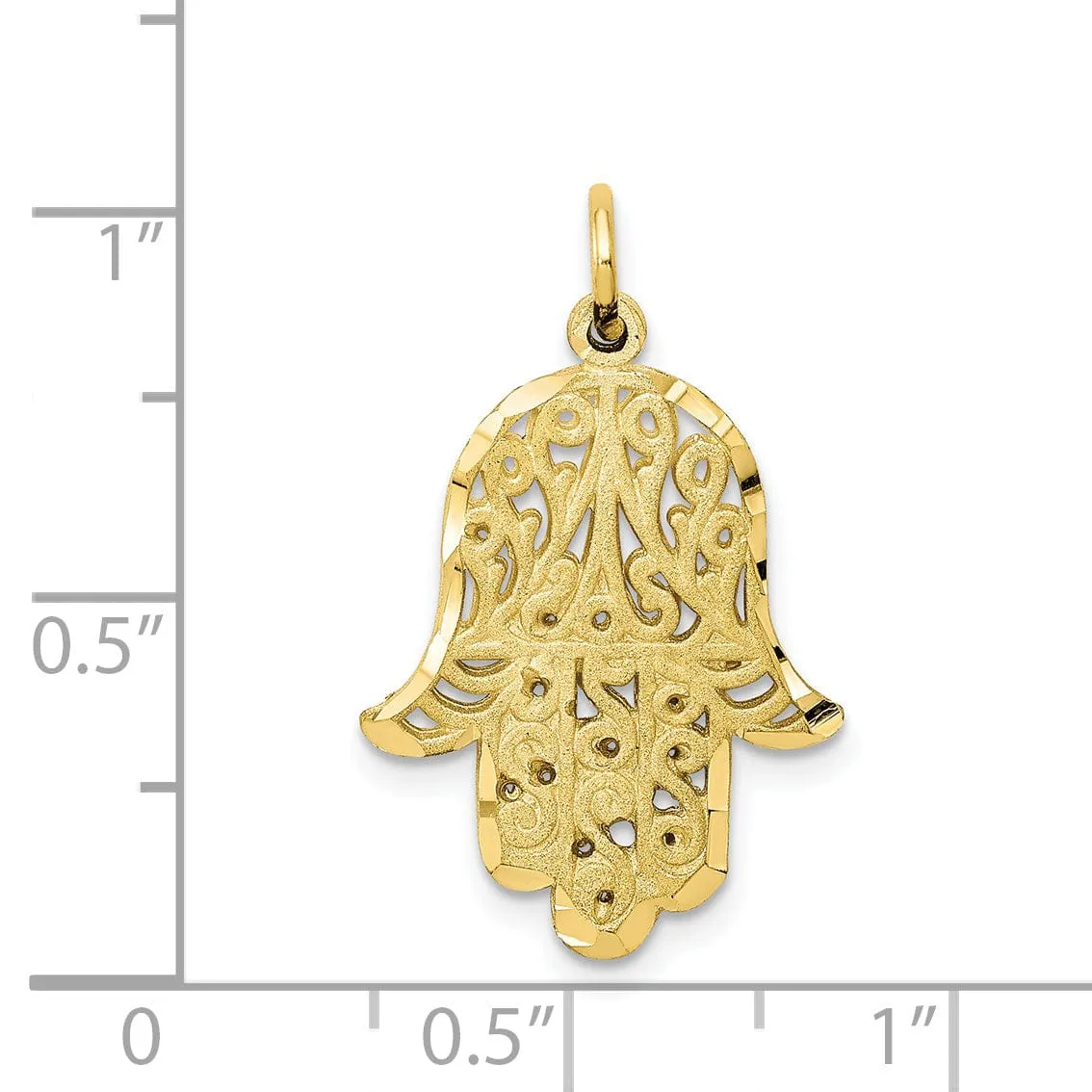 Solid 10k Yellow Gold Filigree Chamseh Pendant