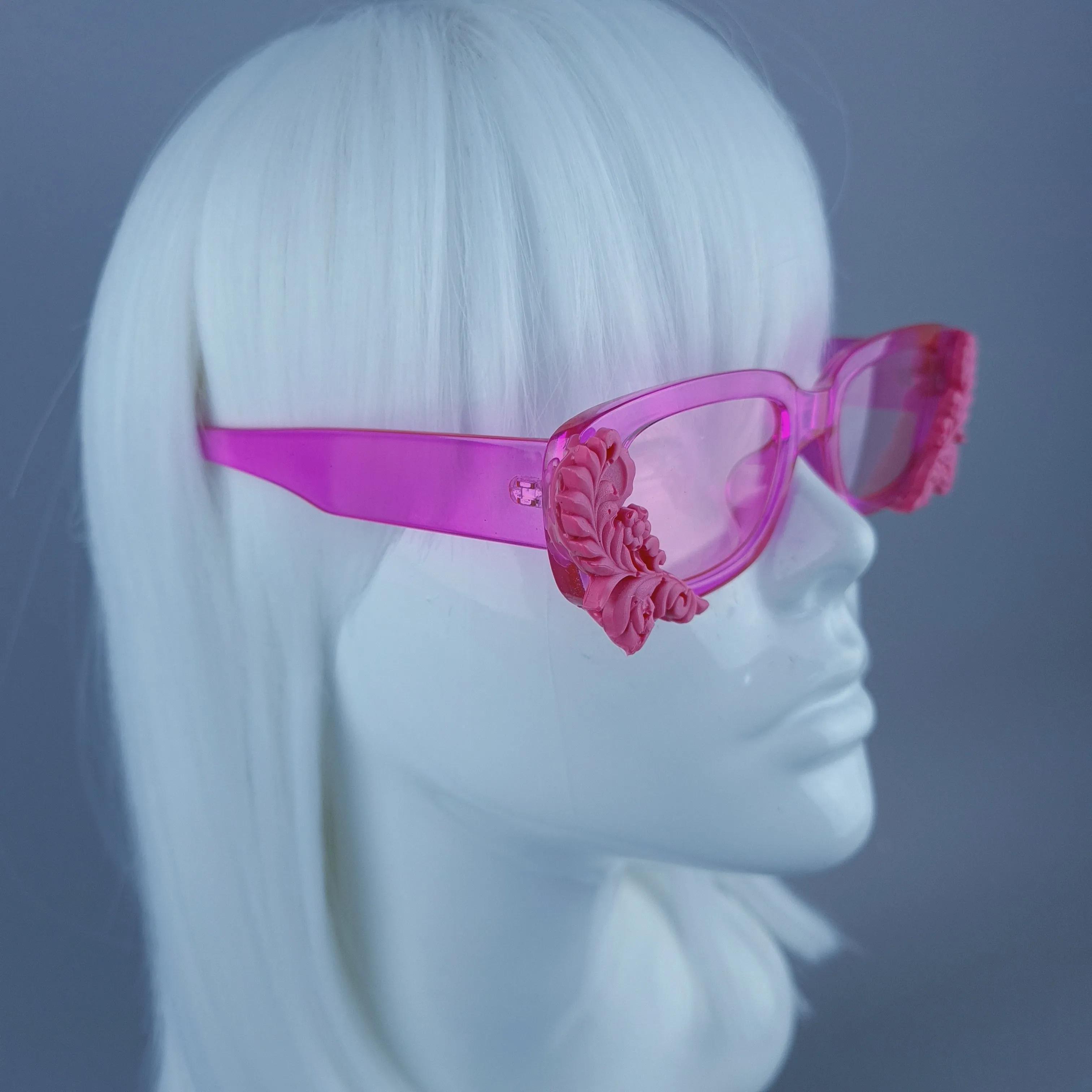 Square Pink Jelly Filigree Sunglasses