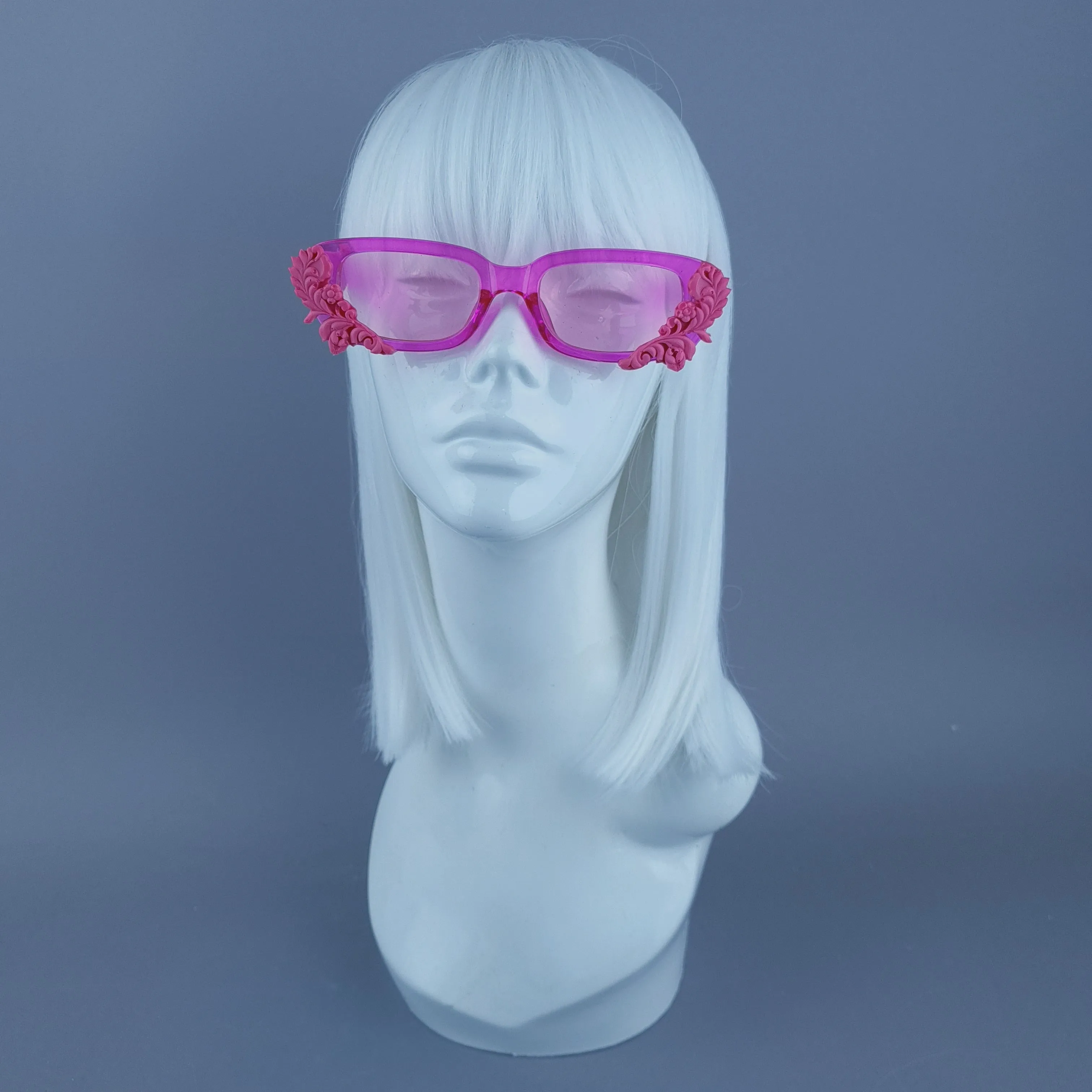 Square Pink Jelly Filigree Sunglasses