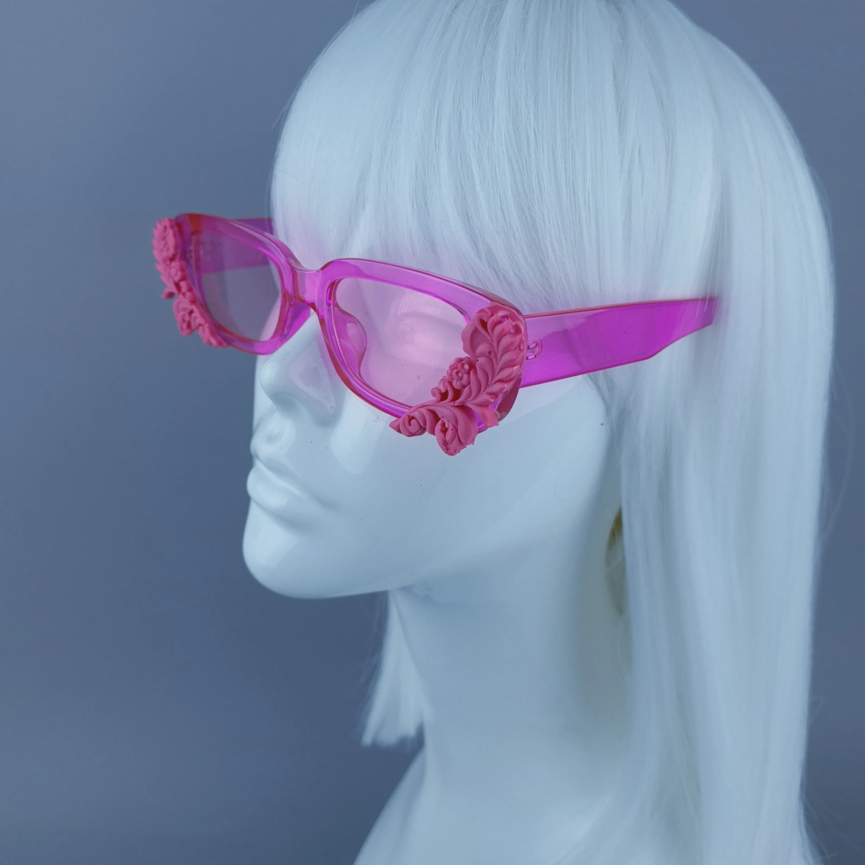 Square Pink Jelly Filigree Sunglasses