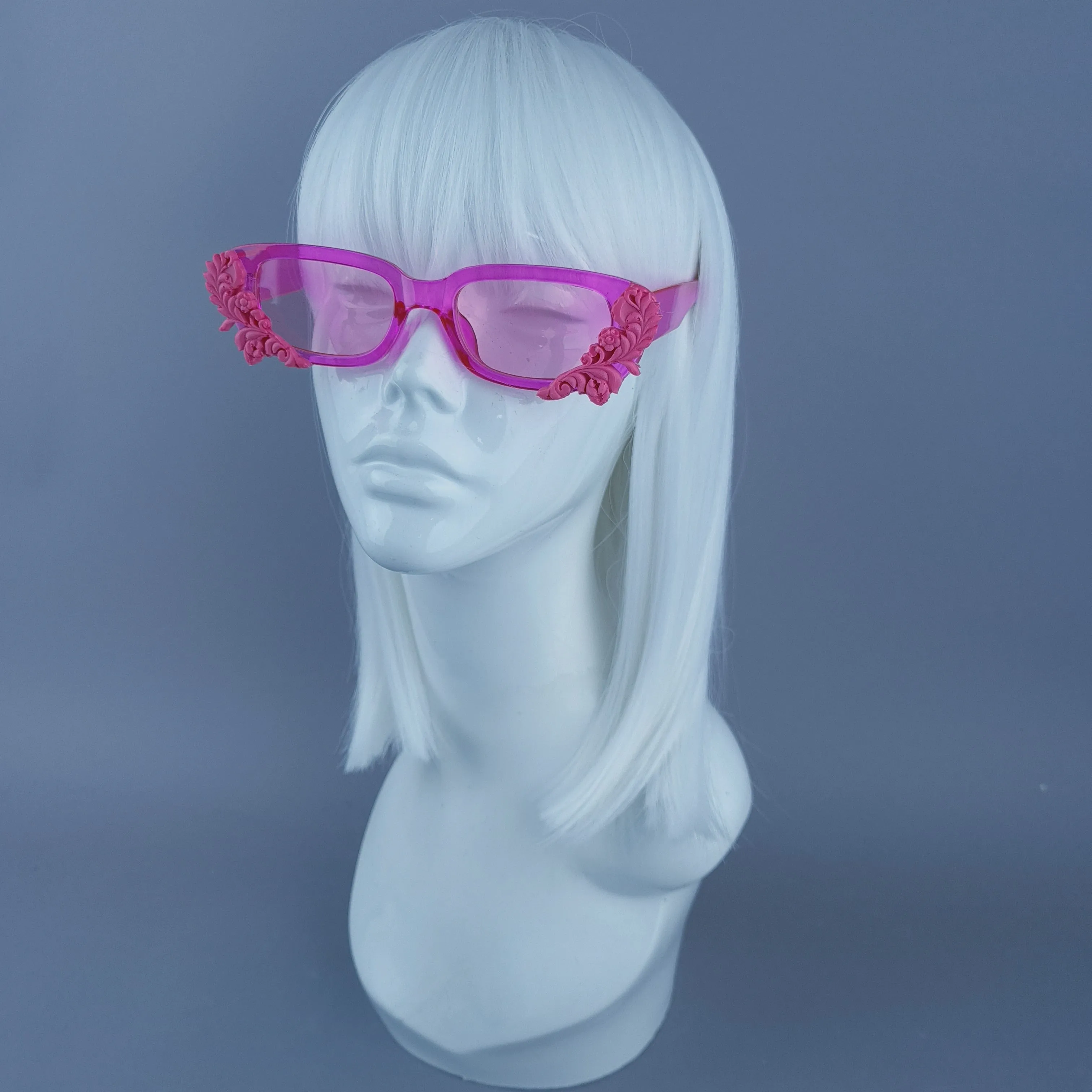 Square Pink Jelly Filigree Sunglasses