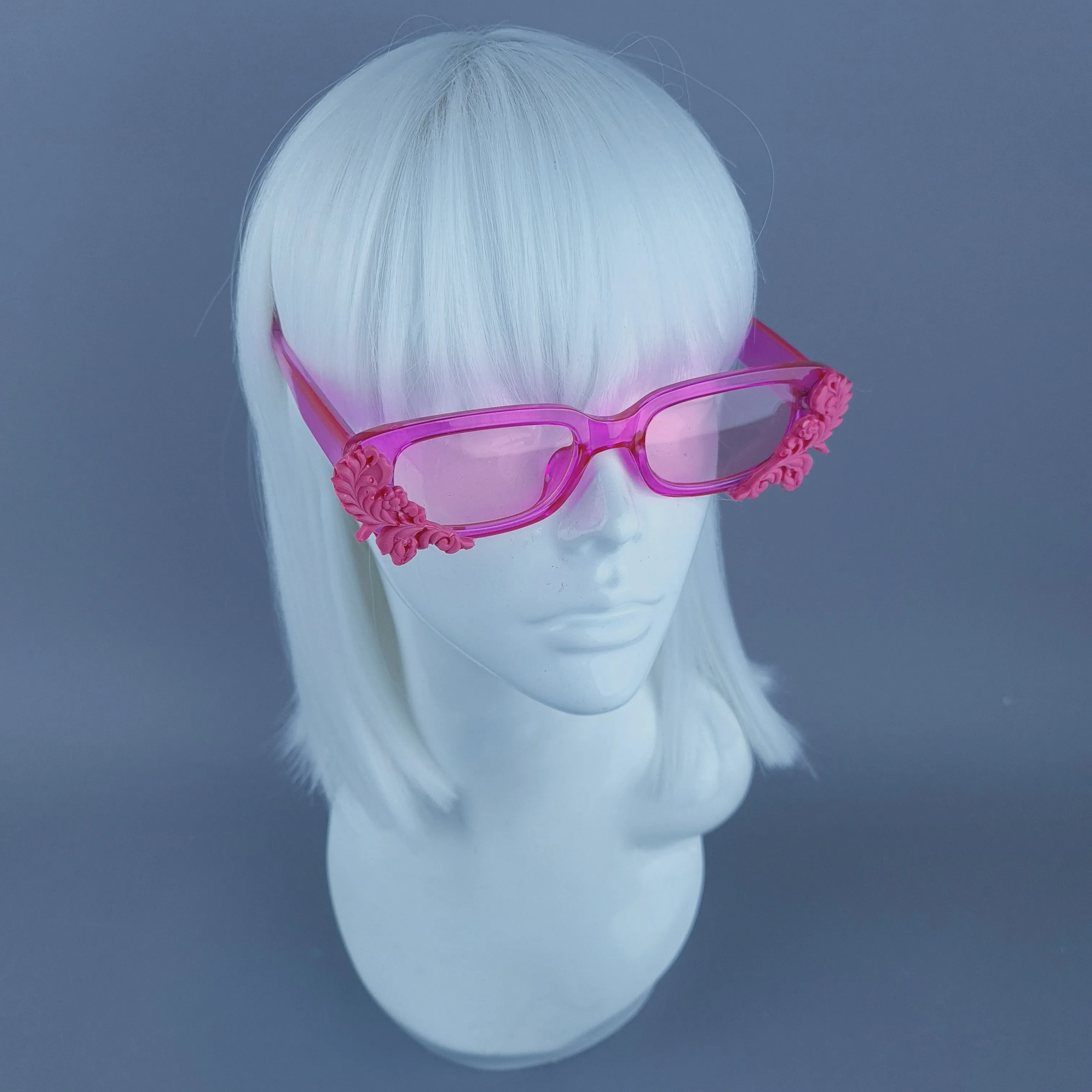 Square Pink Jelly Filigree Sunglasses