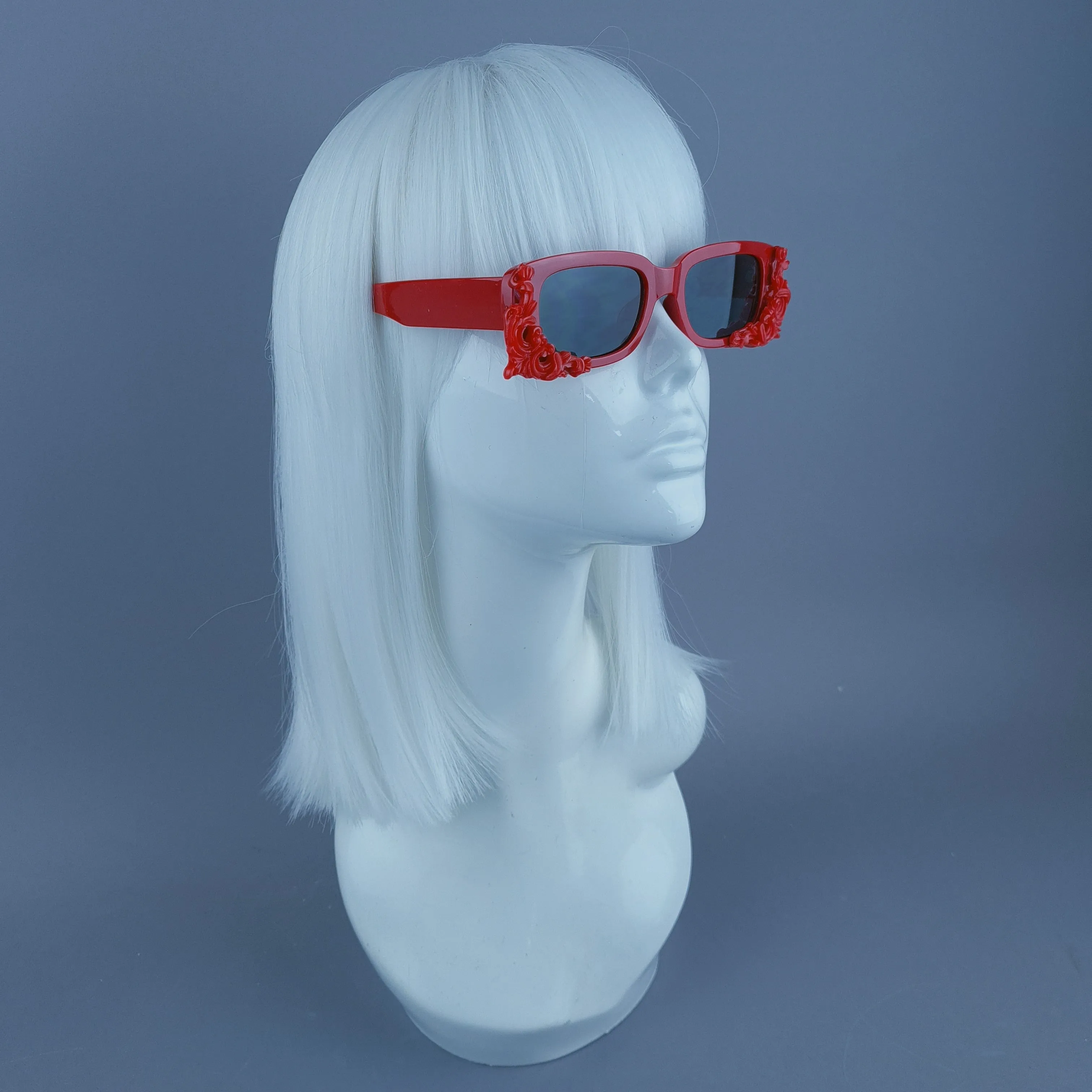 Square Red Filigree Sunglasses