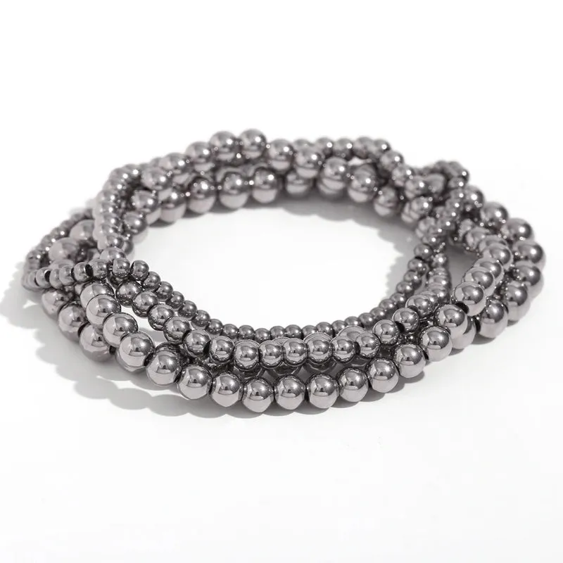 Stainless Steel Elastic Beaded Chain Bracelets