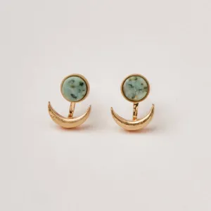 Stone Moon Phase Ear Jacket - African Turquoise/Gold