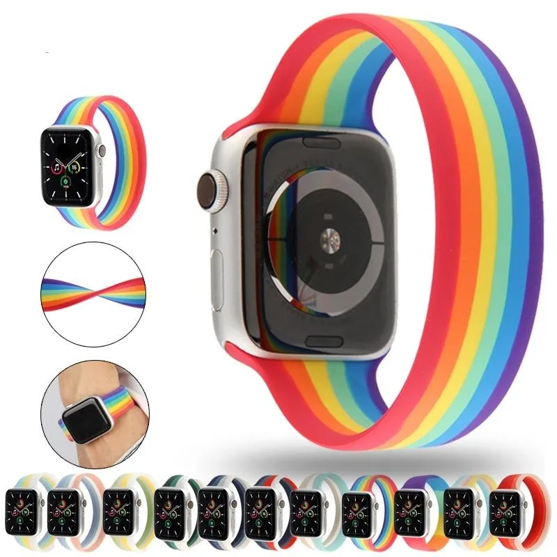 Striped Silicone Series 7 6 5 Elastic Rainbow Belt Bracelet Waterproof