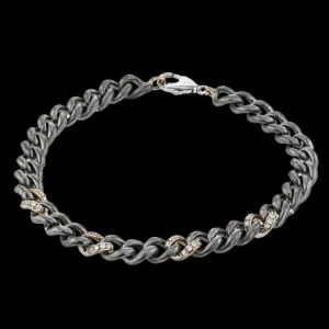 Subtle yet stylish men's bracelet made of titanium and rose gold links with 0.45 ctw of white diamonds 8” long