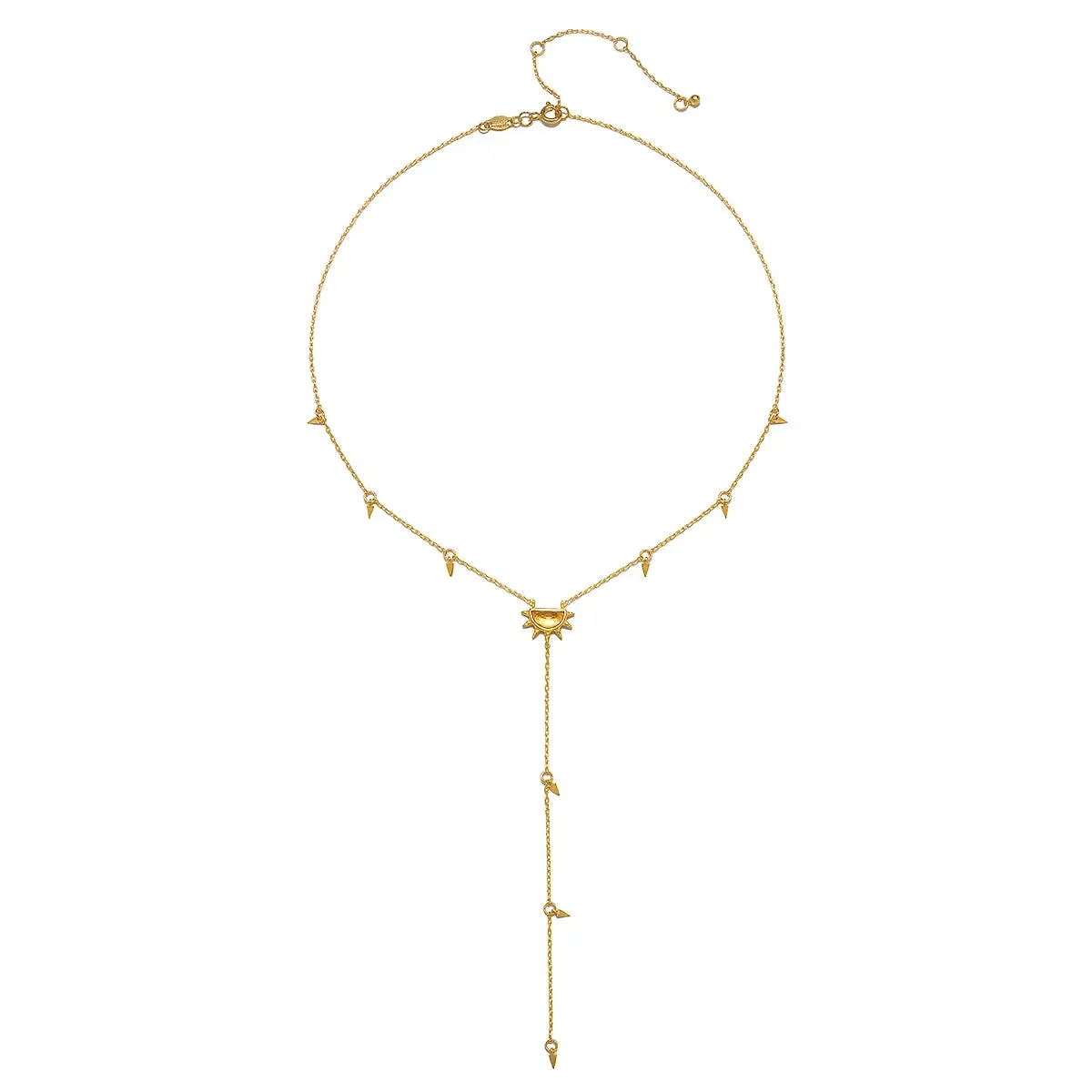 Summer Citrine Sun Lariat 16" Necklace