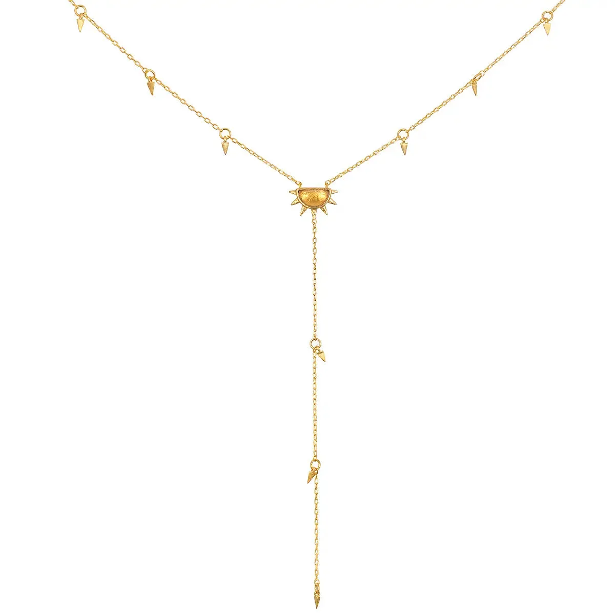 Summer Citrine Sun Lariat 16" Necklace