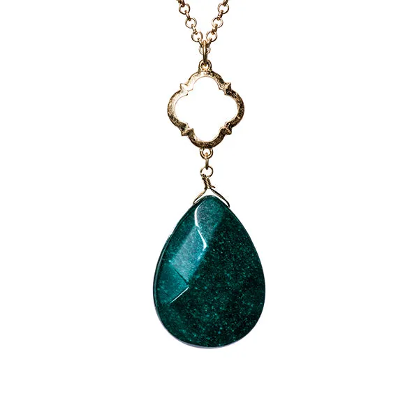 Susie Teardrop Stone Long Necklace