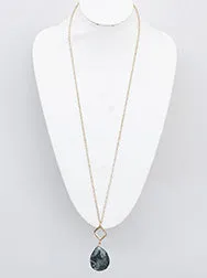 Susie Teardrop Stone Long Necklace