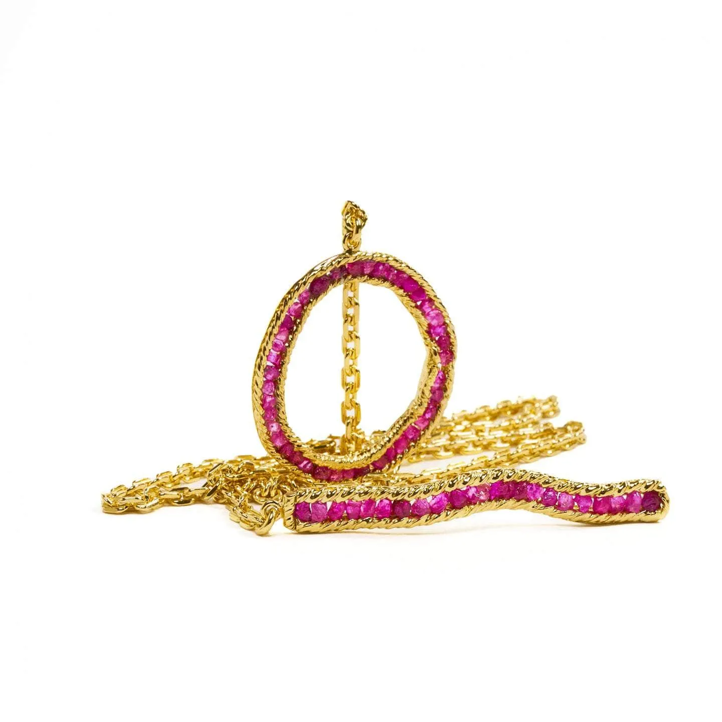 Tiann Pink Sapphire Rough Necklace