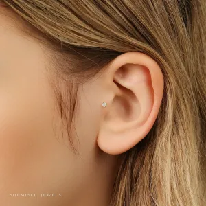 Tiny Opal Threadless Flat Back Tragus Stud, October Birthstone, 20,18,16ga, 5-10mm Unisex, Surgical Steel SHEMISLI SS525