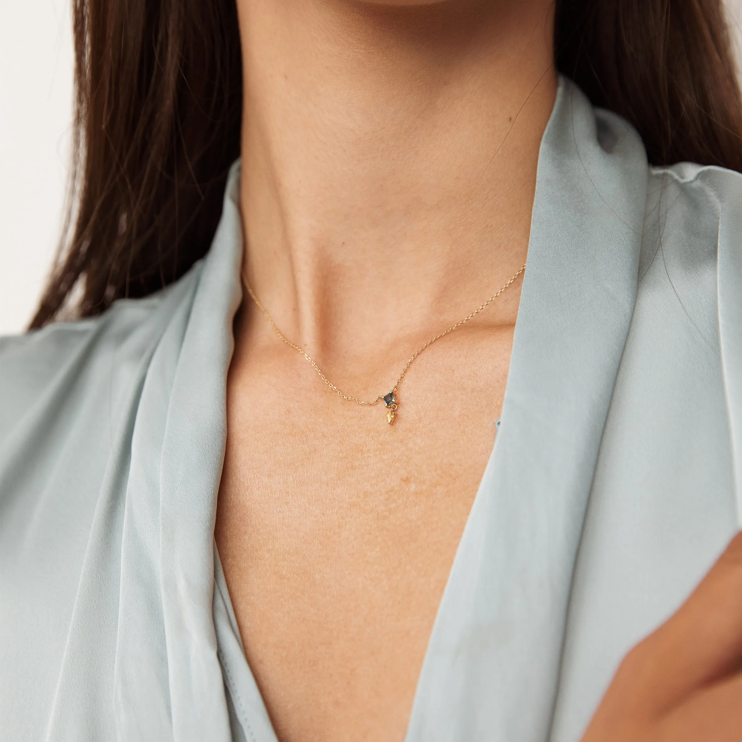 Two-piece trapeze Necklace - 14K/ 18K Gold