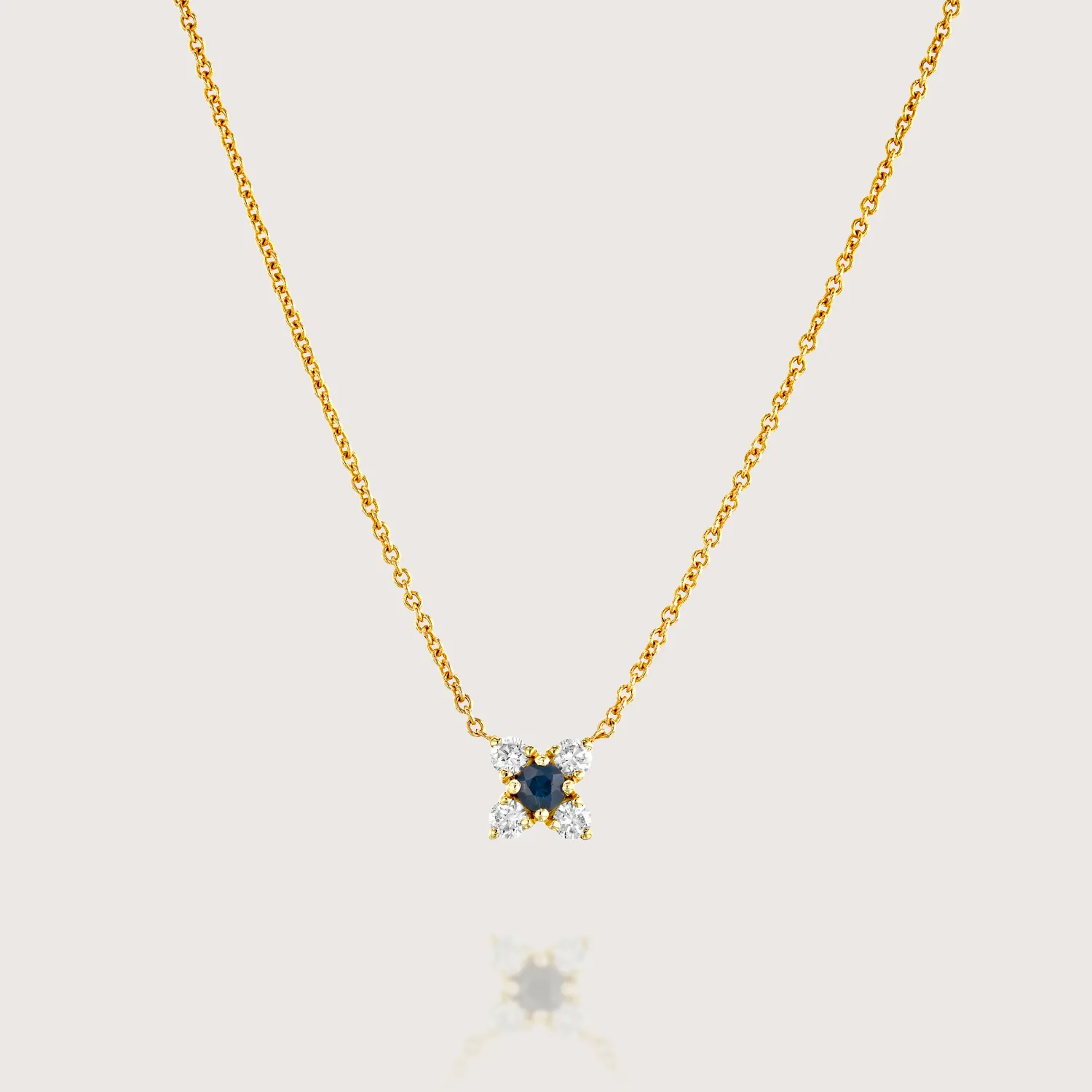 Valentina Gold Necklace White Diamonds & Sapphire