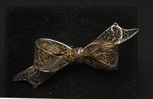 Vintage Filigree Tied Bow Brooch