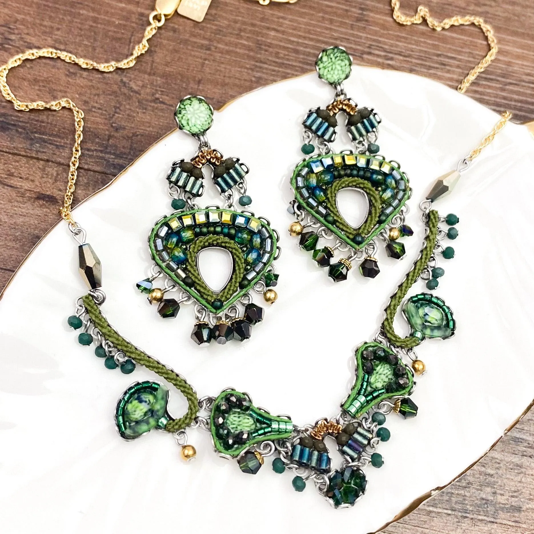 Viridian Mood Ayala Bar Earrings & Necklace