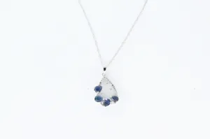 White Gold Sapphire and Diamond Pendant with Chain