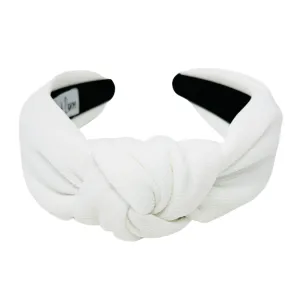 White Solid Color Top Knot Headband