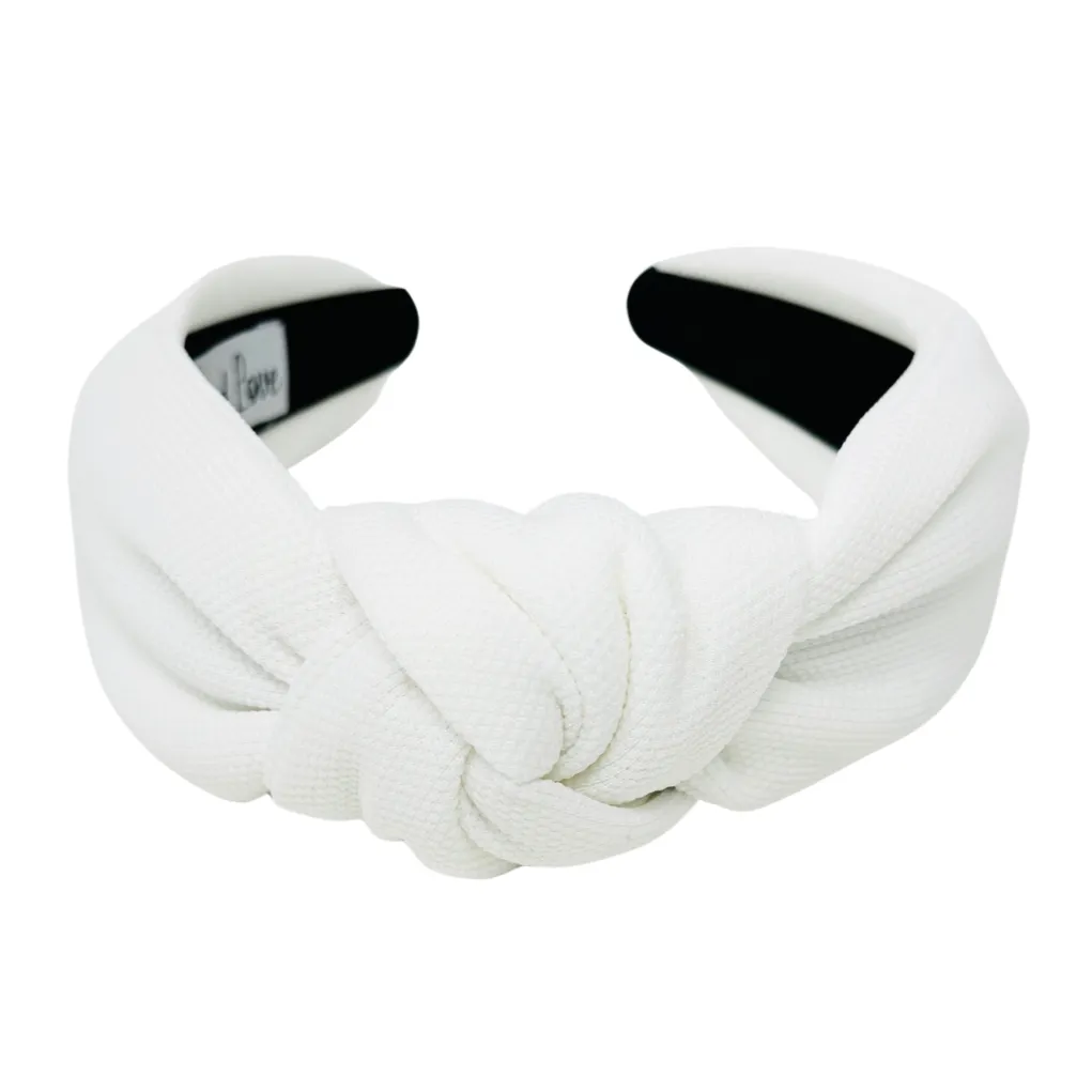 White Solid Color Top Knot Headband