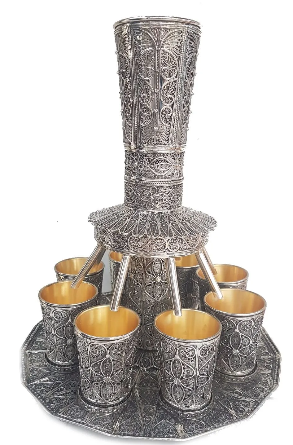 Wine Fountain - Silver Filigree Wine Set